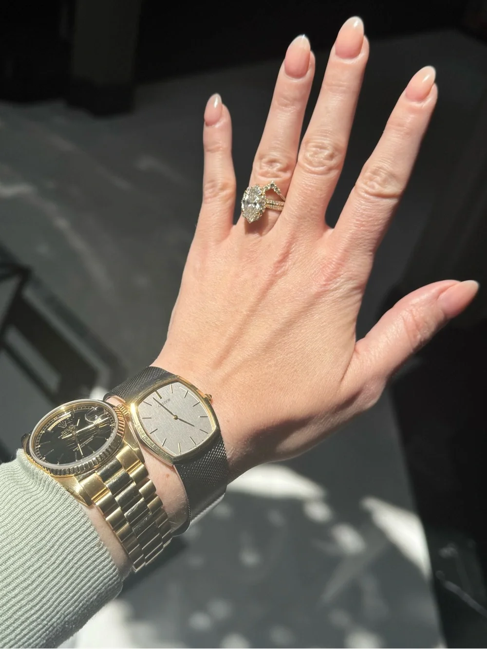 Credor 14k Gold Watch with Stainless Integrated Mesh Strap